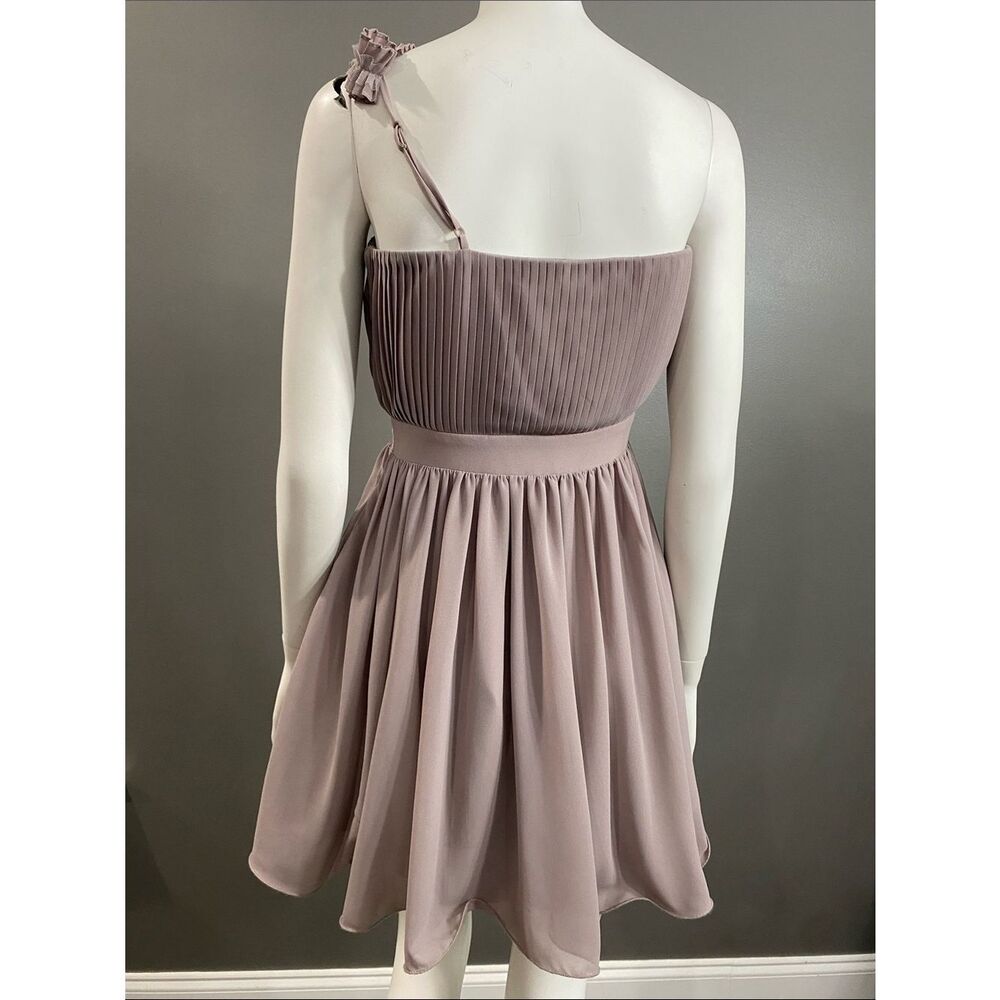 MM Couture One-Shoulder Pleated Chiffon Dress in Mauve Size XS - Picture 5 of 11